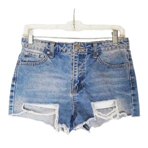 FOREVER 21 Distressed Denim Raw Hem Jean Shorts Small